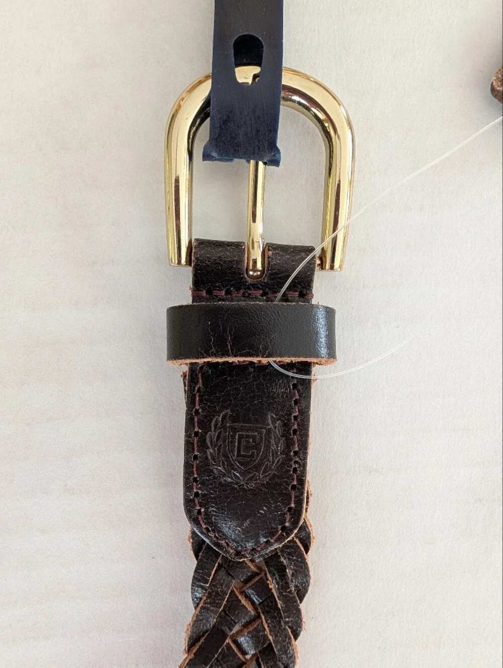 Chaps Braided Genuine Leather Belt MEDIUM Dark Brown FLAWS